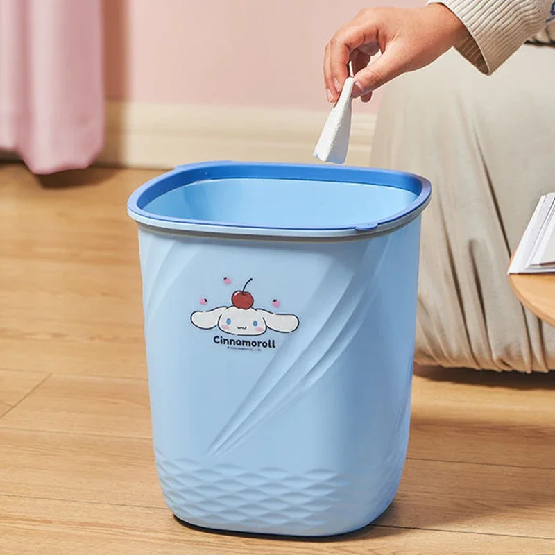 Sanrio Kawaii My Melody Large Capacity Trash Can Kuromi Cinnamoroll Anime Cartoon Exquisite Household Kitchen Toilet Wastebasket