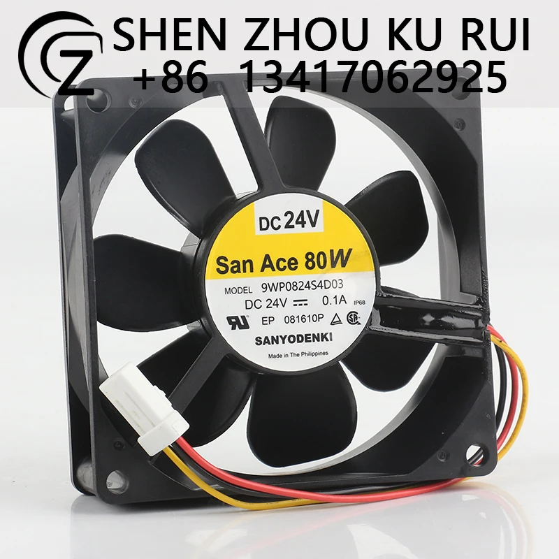 Sanyo 24 V 0,1 A 8025 80 x 80 x 25 mm 8 cm Treiber, wasserdichter Geschwindigkeitsmessungssignalwandler 9WP0824S4D03 Lüfter