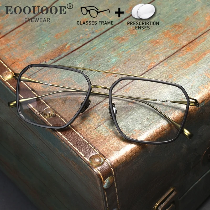 

New Fashion Ultra Light Men's Glasses Pilot Eyeglasses Titanium Myopia Lenses Anti-reflection Prescription ADD Progressive