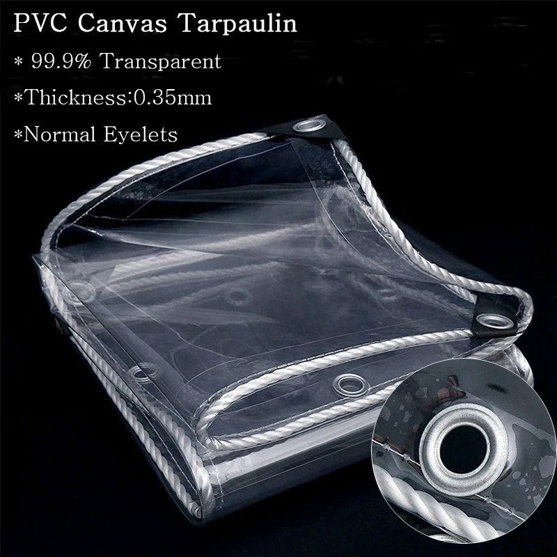 

0.35mm Transparent PVC Canvas Tarpaulin Rainproof Cloth Garden Pergola Tarpaulin Curtain Balcony Windows Clear Tarp Rain Cover