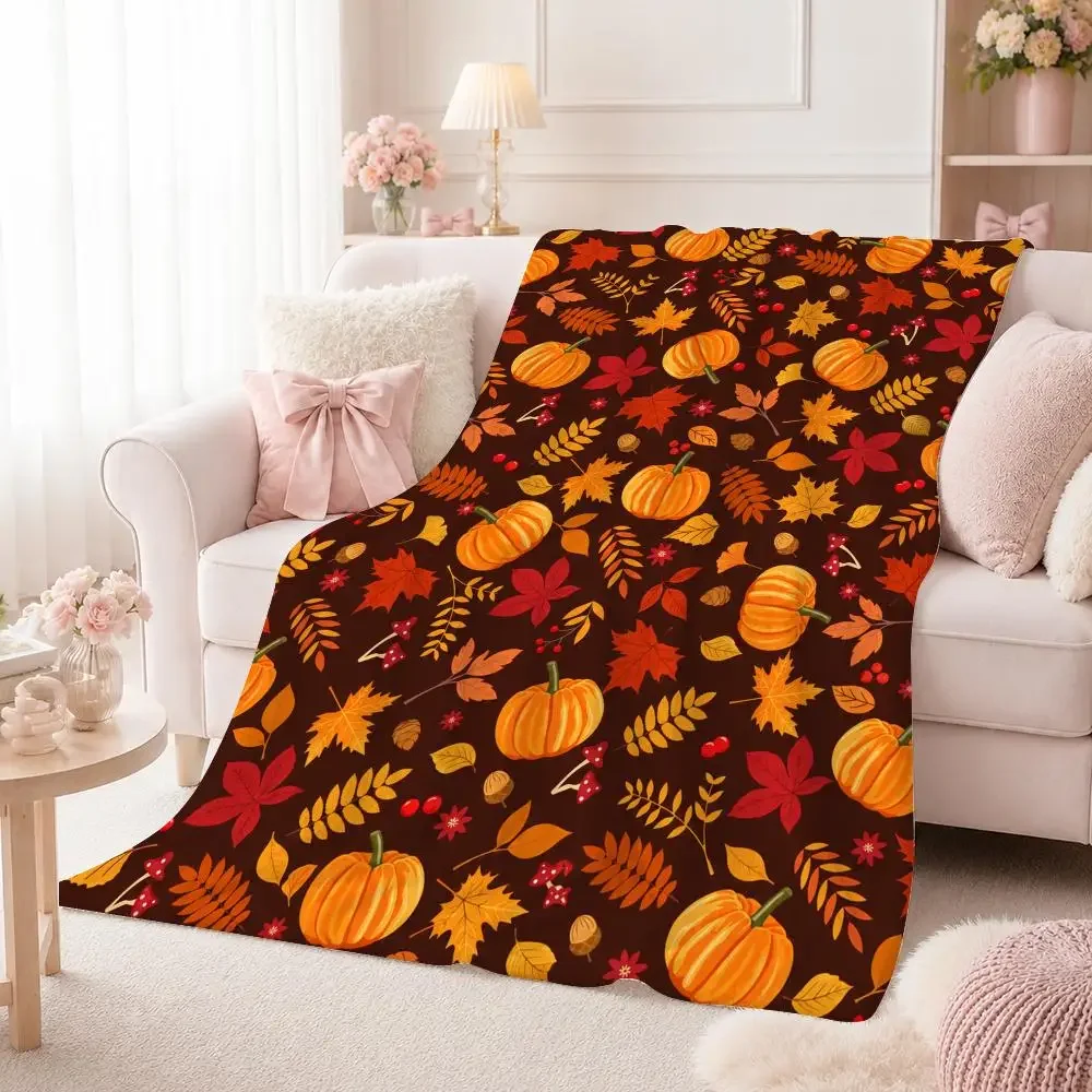 Autumn Cartoon Halloween Throw Flannel 240g Blanket Soft Skin-friendly For Sofa Nap Air-Conditioned Room