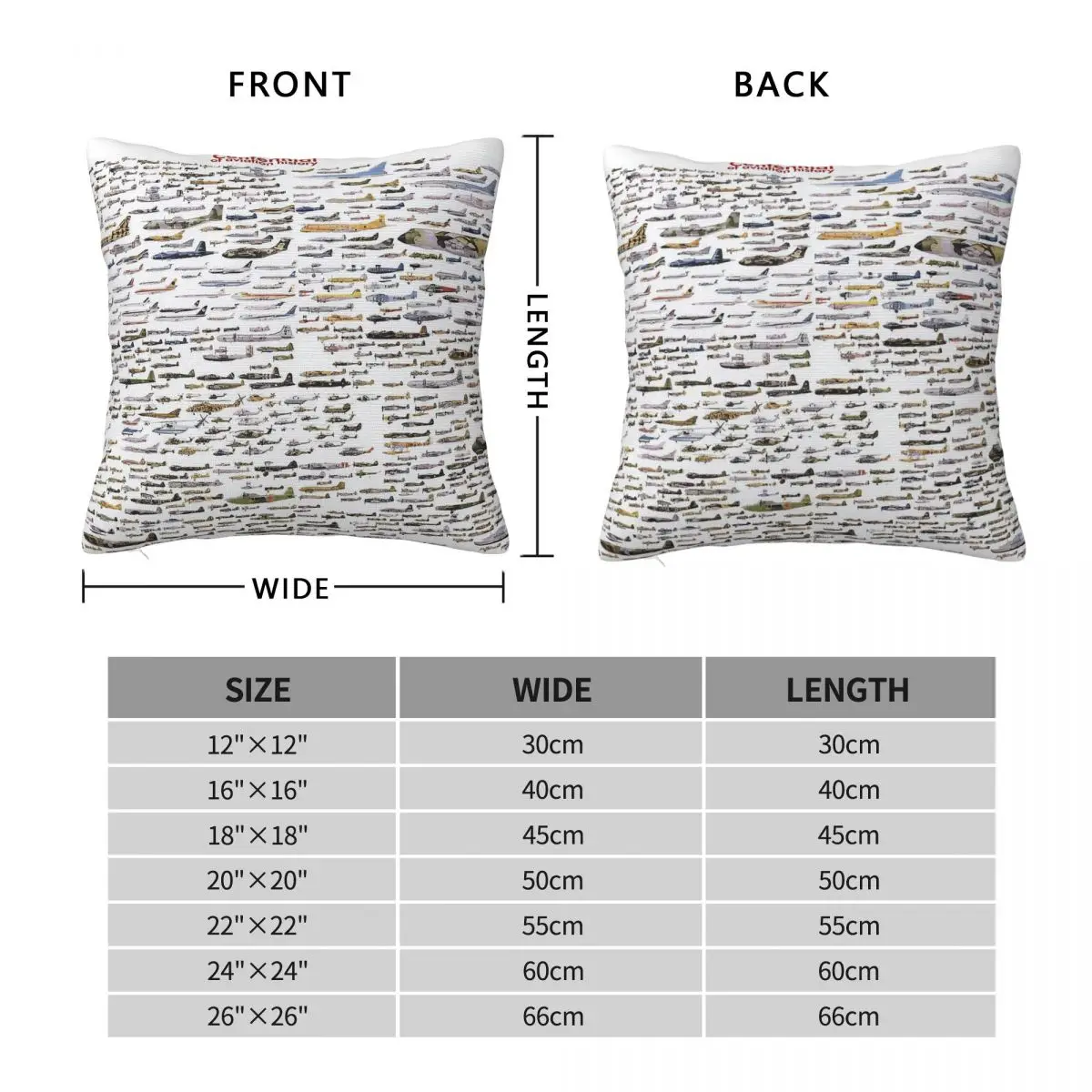 Planes History 100 Years Pillowcase Polyester Linen Velvet Pattern Zip Decorative Pillow Case Home Cushion Cover 18