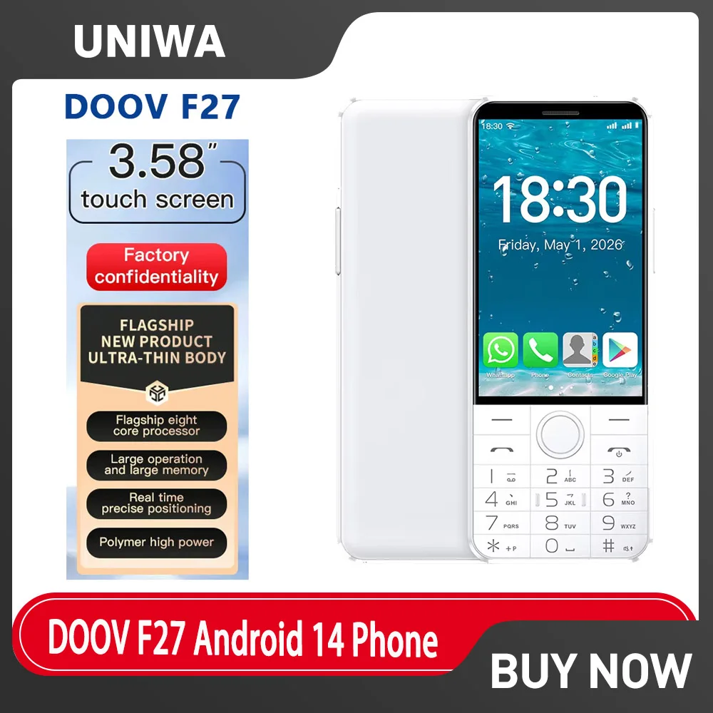 DOOV F27 Touch Keyboard Google Phone No Camera Android 14 Phone 3.58inch 4GB 64GB 2100mAh Google Play BT Hebrew Arabic Phone