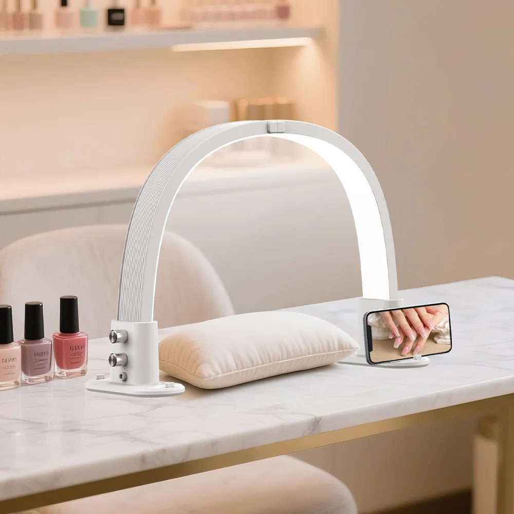 ضوء LED جديد على شكل هلال لسطح المكتب، ضوء حشو تجميل رموش صالون الأظافر، مصباح مكتبي LED