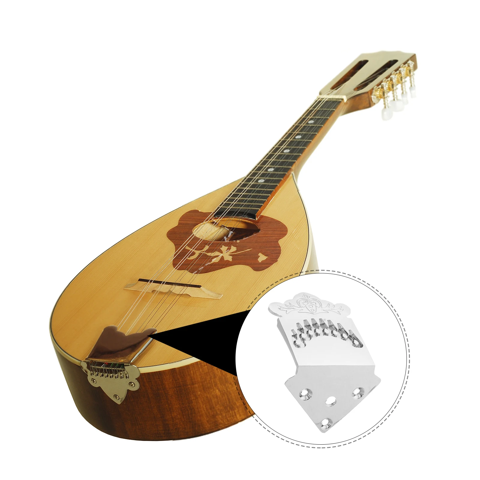 

1 Set 8-String Mandolin Tailpiece Metal Guitar Parts Bridge Accessories For Instrument Screws Included Traditional Professional