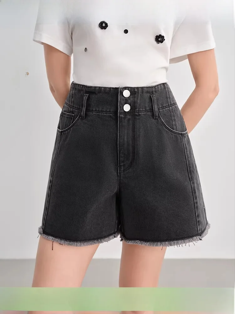 

plus Size Women's Denim orts High Waist Cotton Polyester Blend Summer Faion Torn Frayed Hem Jeans for Pear aped Ladies