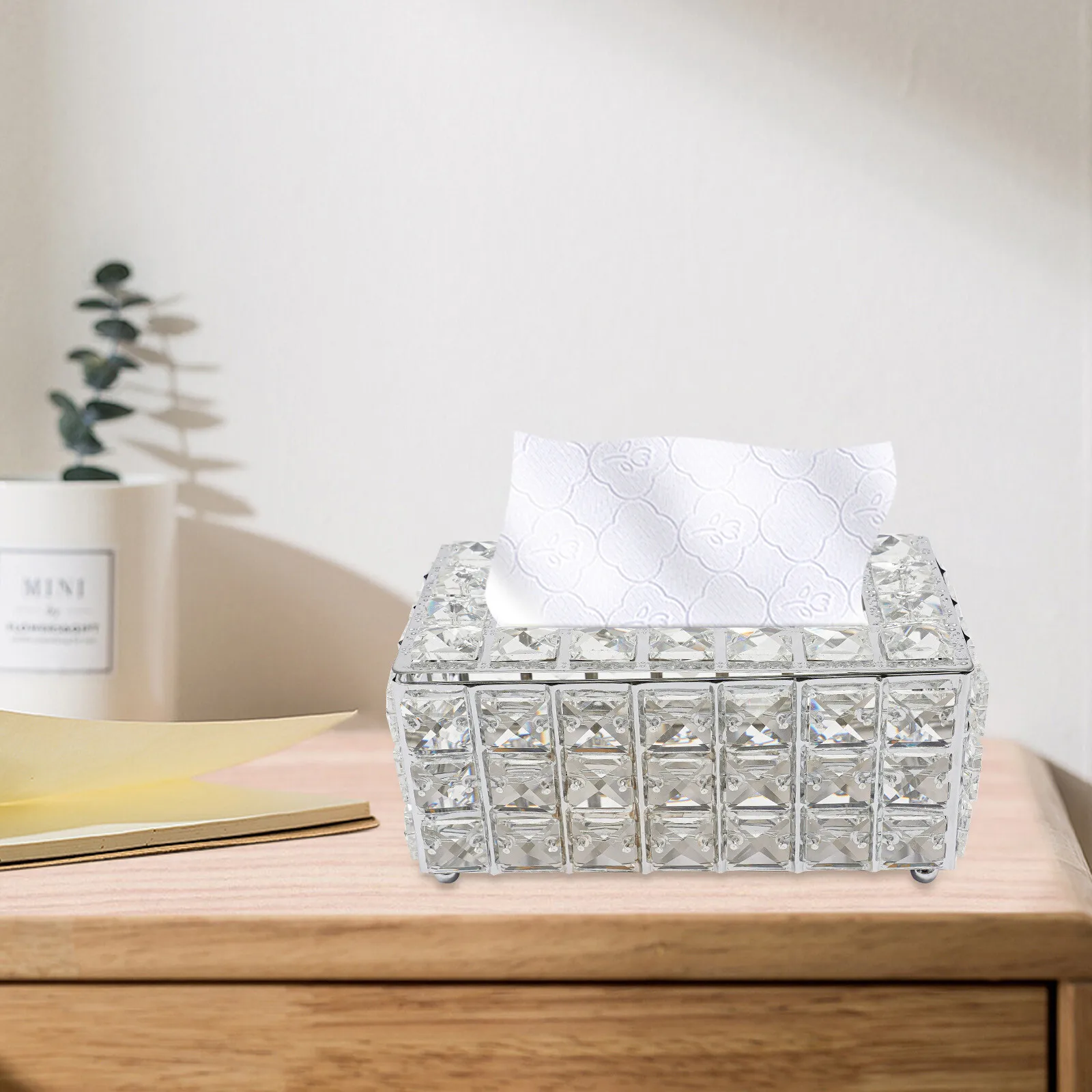 

Crystal square tissue box lid - Decorative tissue box stand with gleaming cubic shape