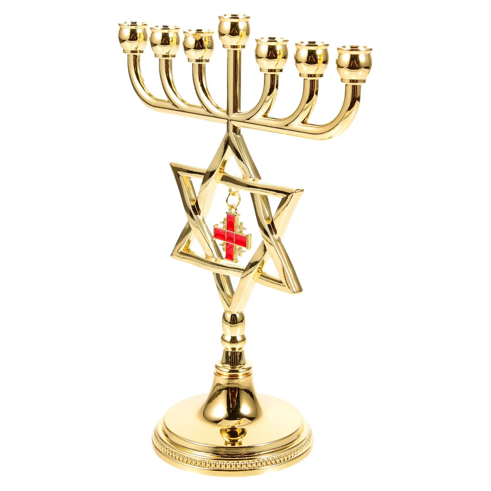 

7-Arm Menorah Holder Metal Tabletop Decor For Home Dining Office Desktop Decoration Jewish Hanukkah Ornament