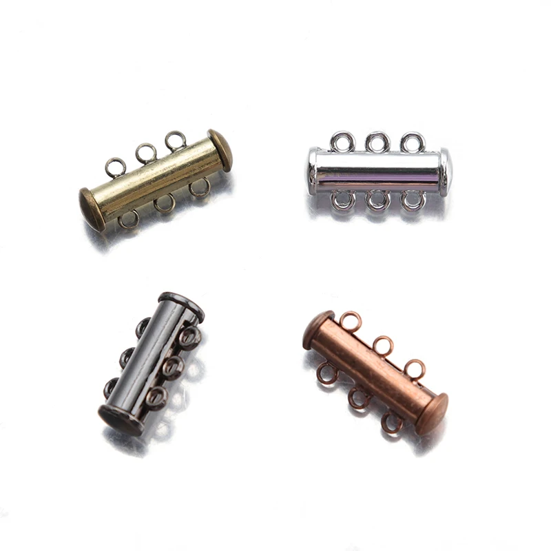 10sets Copper Magnetic Multiple Strands Slide Tube Layering Clasps Necklace Connector Lock For DIY Bracelet Jewelry Making