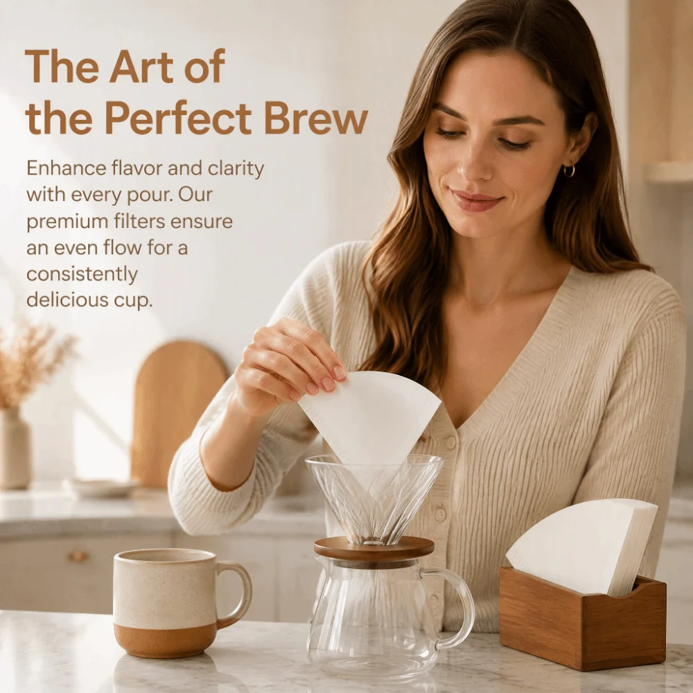 200pcs set Unbleached Paper Cone Coffee Filters Natural Wood Pulp Soft Texture Conical Coffee Filters Disposable Durable