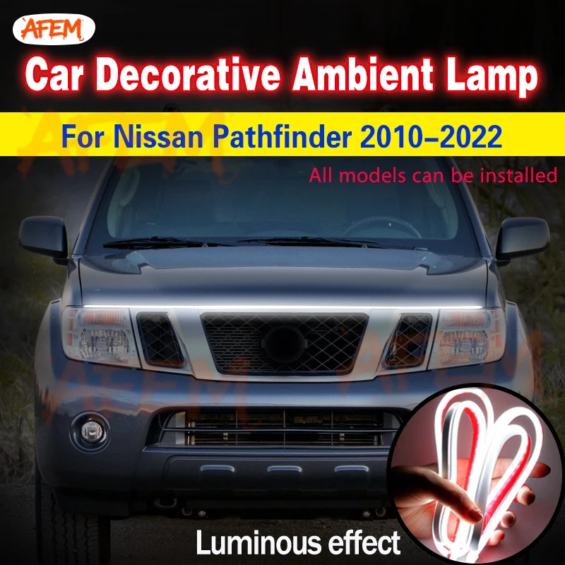 Car Hood Lights Strip For Nissan Pathfinder Universal Engine Hood Guide Decorative Light Auto Headlights Daytime Running Light