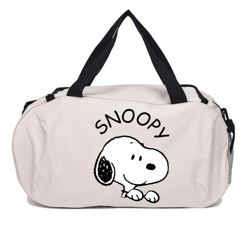 New Snoopy Travel Bag Kawaii Cartoon Figure Printed Luggage Bags Outdoor Camping High Capacity Backpack Oxford Cloth Gym Bag