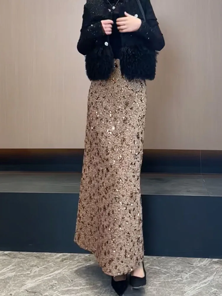 

Элегантная ретро-юбка-миди с запахом, весна 2025, новая модель, изысканная женская юбка в пол, корейская версия для офиса