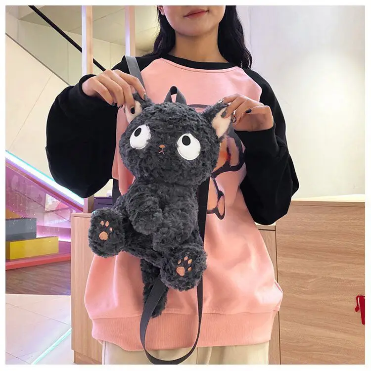 Women Y2k Cat Backpack Animal Print Cute Children School Bag for Girl Designer Fluffy Cat Bag Kawaii Backpacks 2023 Winter New