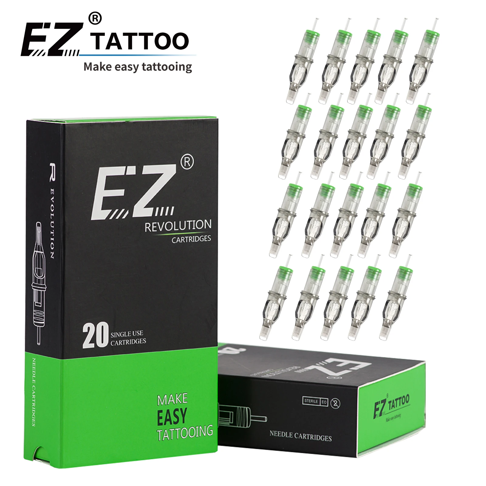 EZ Revolution – cartouche de tatouage Magnum M1, aiguilles #12 (0.35 MM) #10 (0.30), Long cône pour Machine rotative, 20 pièces/boîte