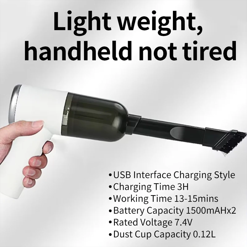 2-in-1 Car vacuum cleaner USB charging High power household vacuum cleaner Handheld multi-function cordless vacuum cleaner