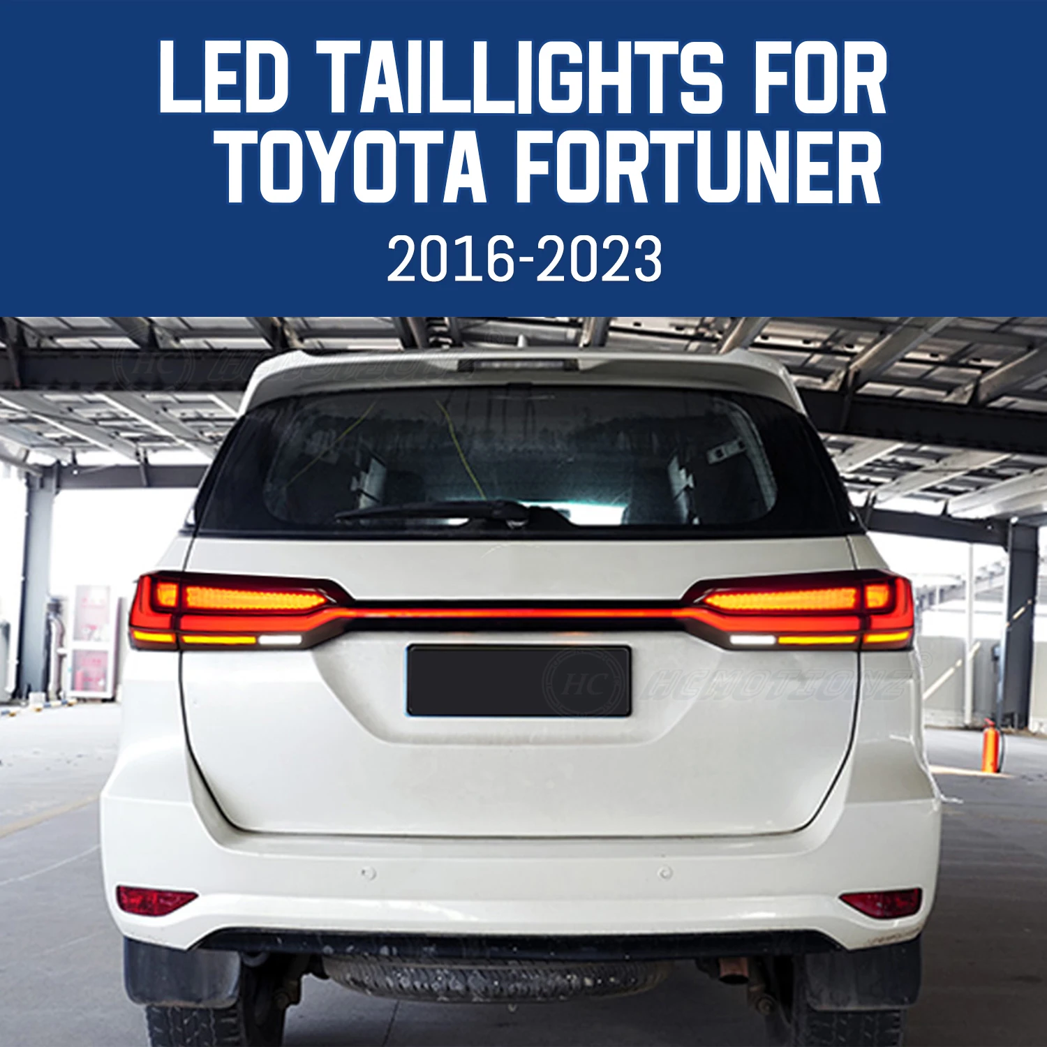 HCMOTIONZ Tail Lights for Toyota Fortuner 2016-2023 DRL Start up Animation with Trunk Lamp Car LED Back Lights Assembly