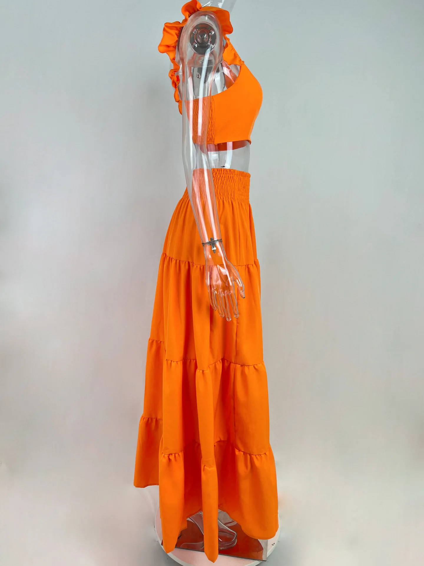 Primavera Verano nuevo cómodo y versátil Simple Mediados de cintura falda de tirantes Sexy Color sólido conjunto de moda conjunto de dos piezas para mujer
