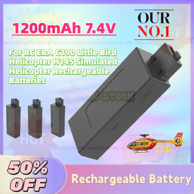

Upgrade 1200mAh 7.4V Drone Li-Po Battery for RC ERA C190 Little Bird Helicopter H145 Simulated Helicopter Rechargeable Batteries