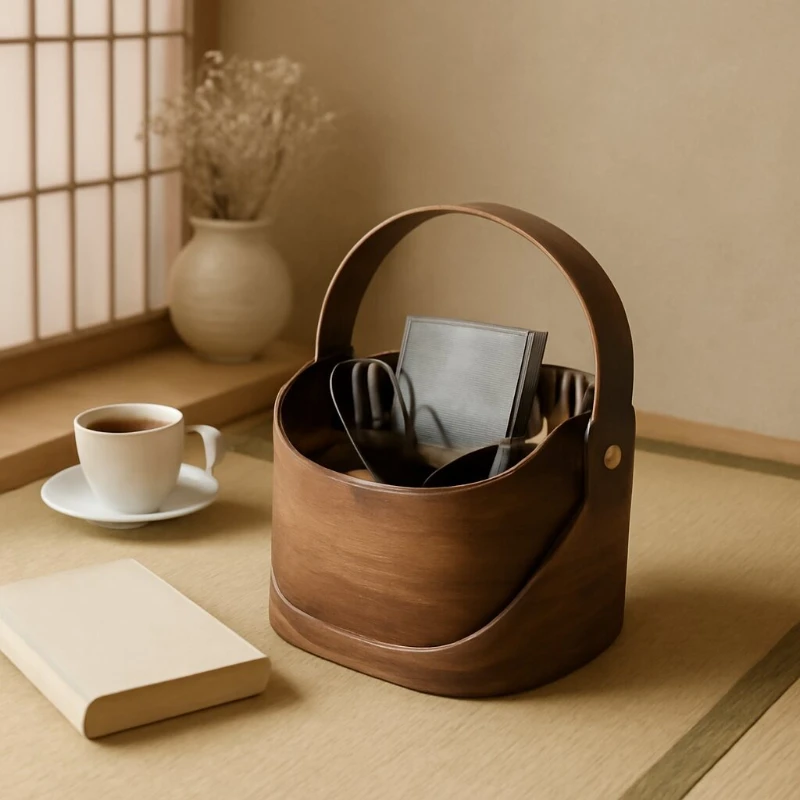 

Solid Wood Makeup Organizer Box Desktop Skincare Tray Compact Storage Container for Pens And Remote Controls