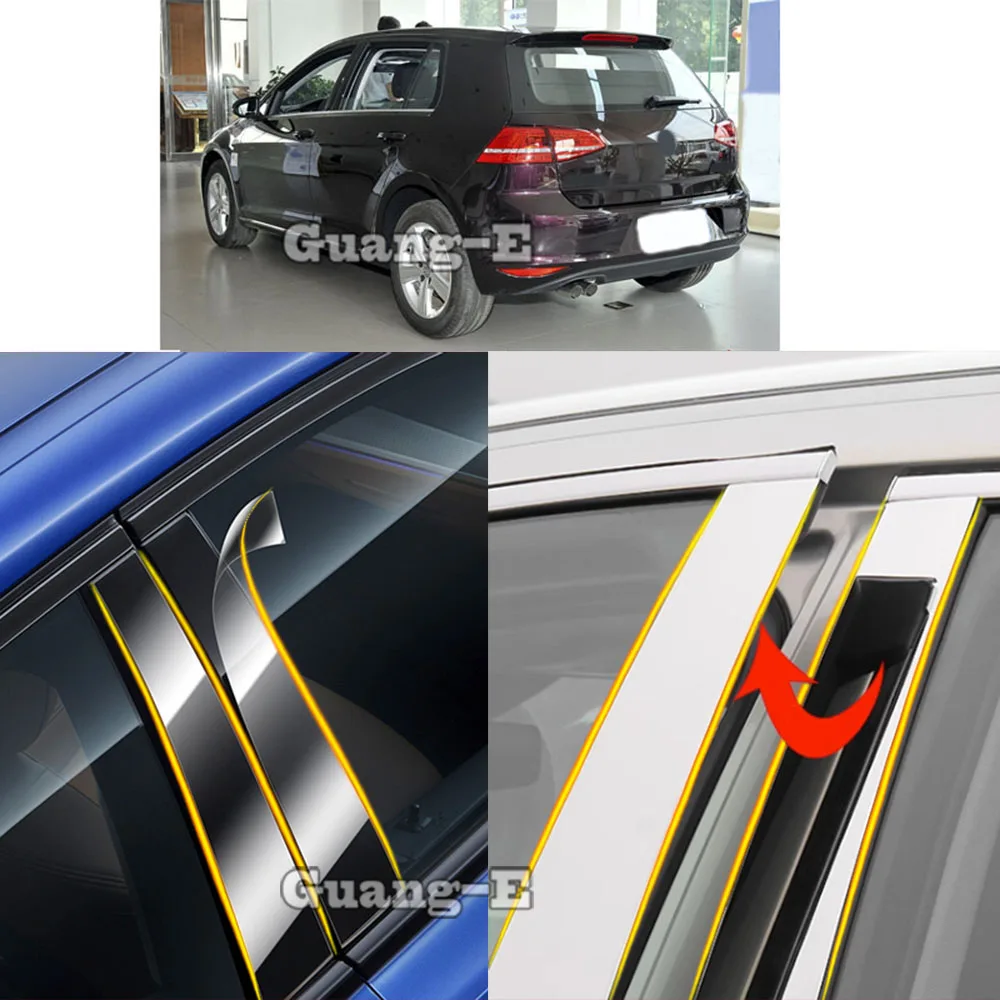 

Car TPU/Glossy Mirror Pillar Post Cover For VW Volkswagen Golf 7 Golf7 2013 2014 2015 2016 2017-2020 Door Trim Window Sticker