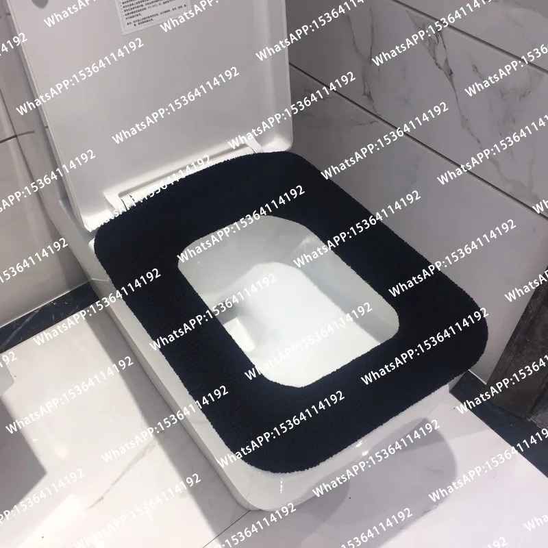2pcs Bathroom Square Toilet Seat Cover Winter Washable Warmer Mat Toilet Cover Cushion Lid Pad Home Decor Toilet Seat Cover