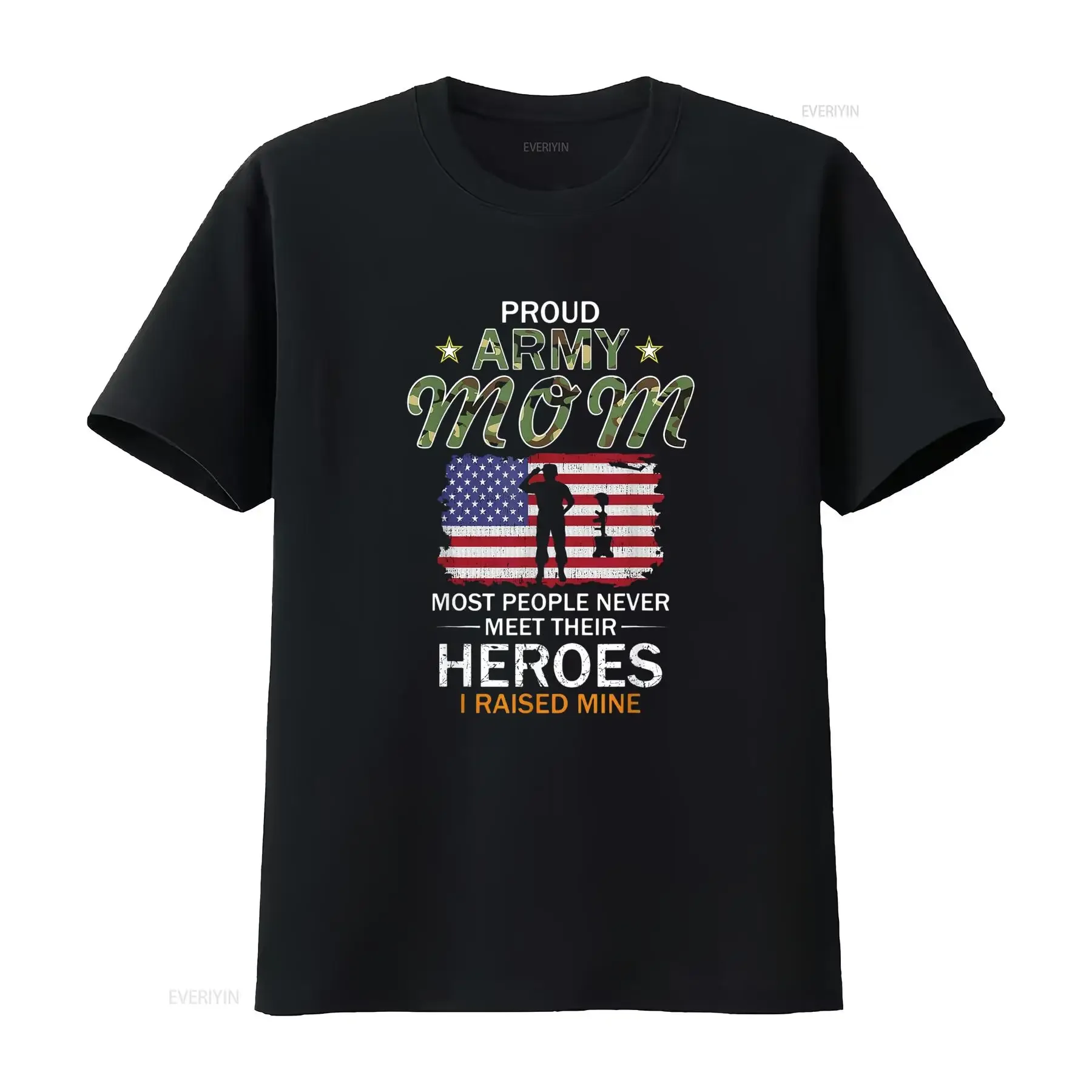 Womens Proud Army Mom I Raised My Heroes Camouflage s T Shirt Black vintage Washed homme Breathable Unisex streetwear