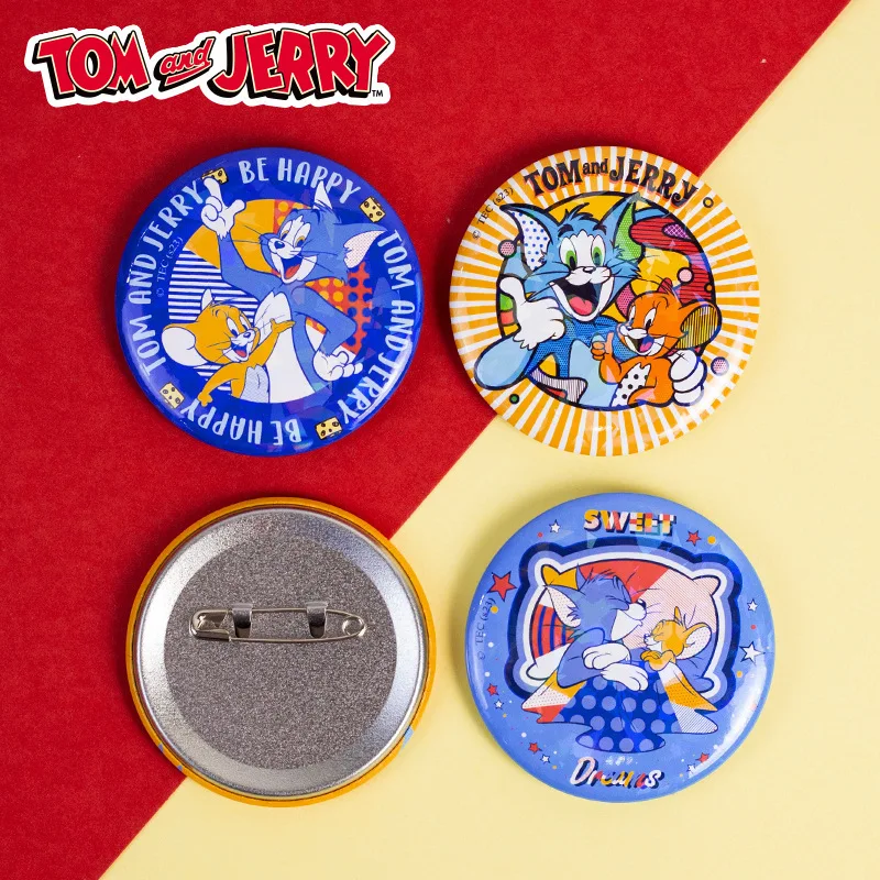 Genuine Tom And Jerry Badge 5styles Brooch Tinplate Accessories Clothes Bag Accessory Cartoon Children And Students Kawaii Gifts