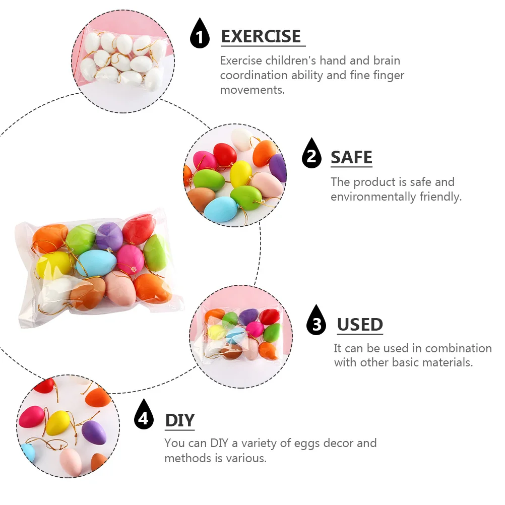 48 pçs plástico casca de ovo de páscoa imitação diy doodle ovos para crianças arte artesanato pendurado ornamento fontes de festa presente