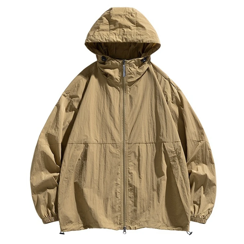 

Men's Outdoor Lightweight Quick Dry Ice Silk Sun Protection Clothing UPF100+ Breathable Workwear Trendy Casual Hooded Skin Coats