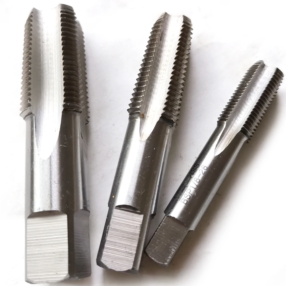Hss Right Hand Cylindrical Bspt Pipe Thread Tap Machine Straight Flute Tap BSP BSPT1/8 1/4 3/8 3/4 BSP1/8 BSP1/4 BSP3/8 bspt1/4
