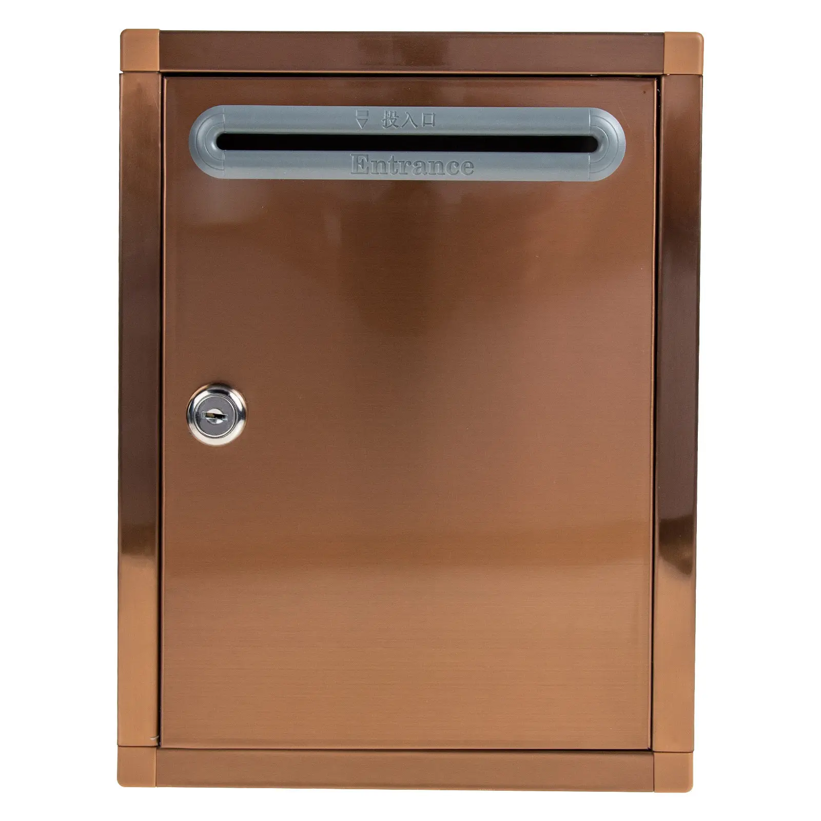 Lockable Stainless Steel Suggestion Box Metal Report Storage Box Sturdy Waterproof Corrosion Resistant Wall Mounted Desktop