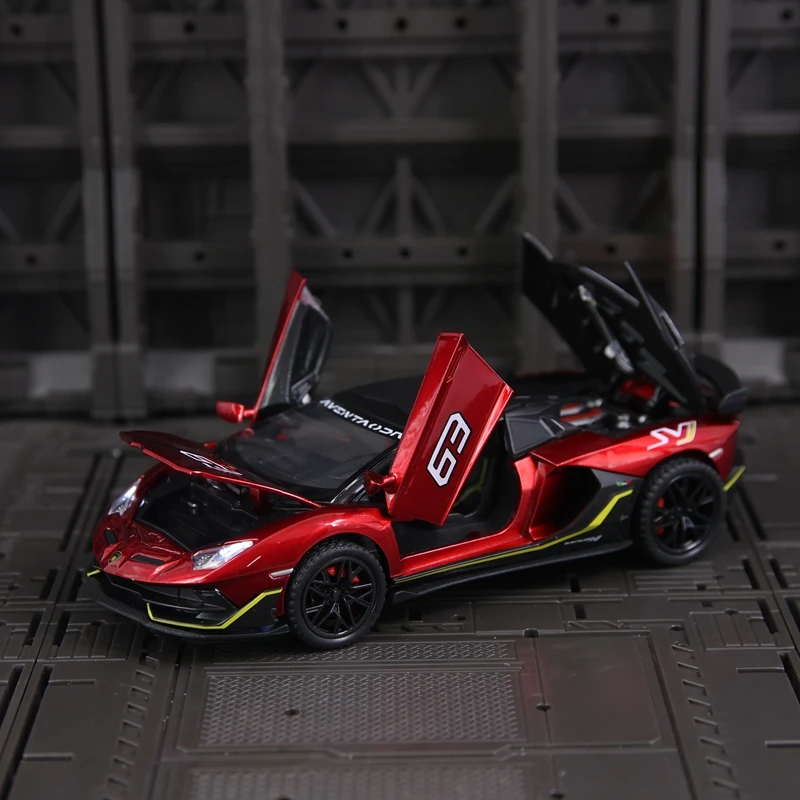 Modelo de coche de rally de aleación SVJ63 1:32, puertas y capó de motor, el maletero se puede abrir para coches de juguete para niños