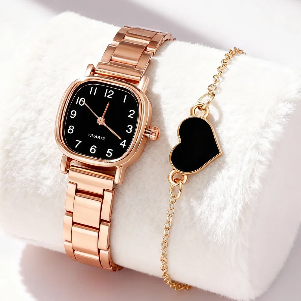 2pc trendy and elegant women's quartz watch and accessory combination set is the best choice for gift giving