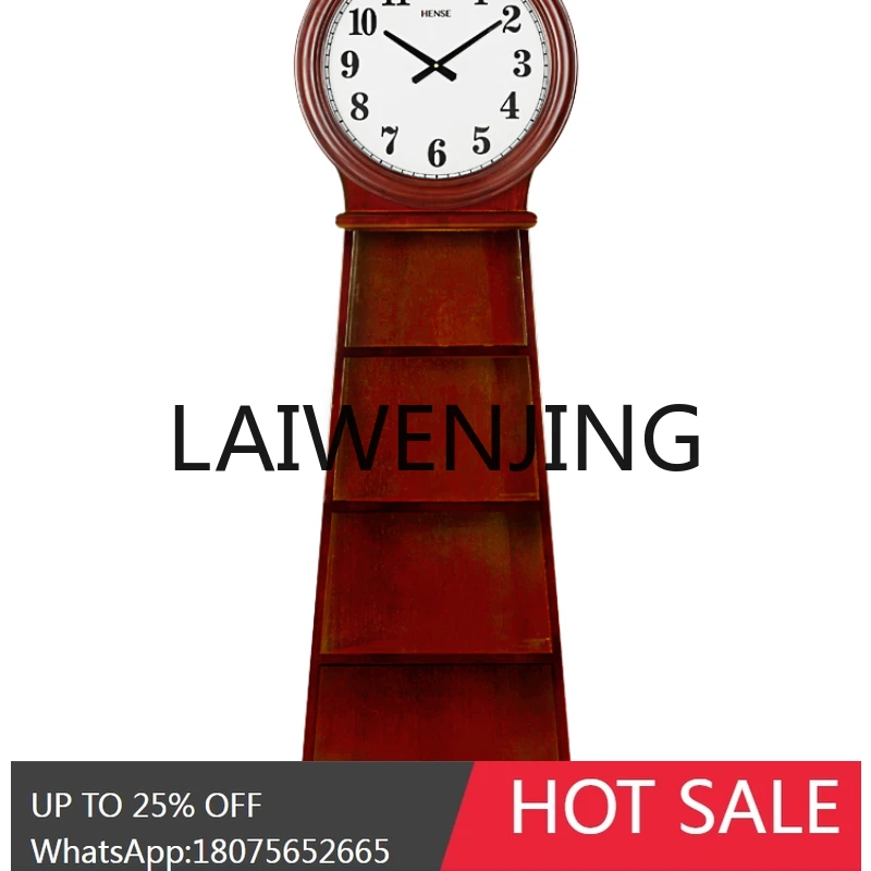 RWJ Solid Wood Floor-Standing Decorations Creative Locker Quartz Floor Electronic Clock