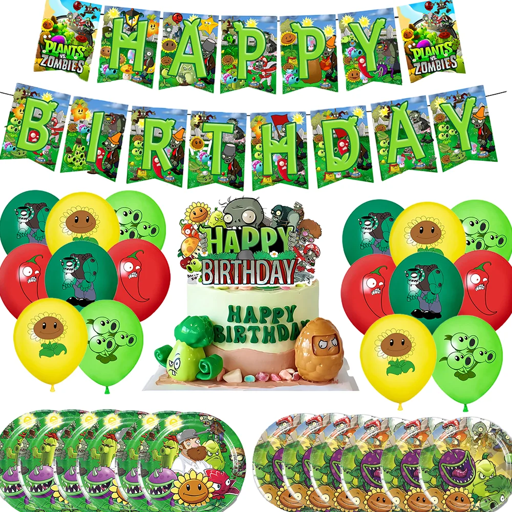 Zombie Party Games - P&Plants vs.Zombies ゲーム P-PVZ 誕生日パーティーデコレーション ケーキトップカバー