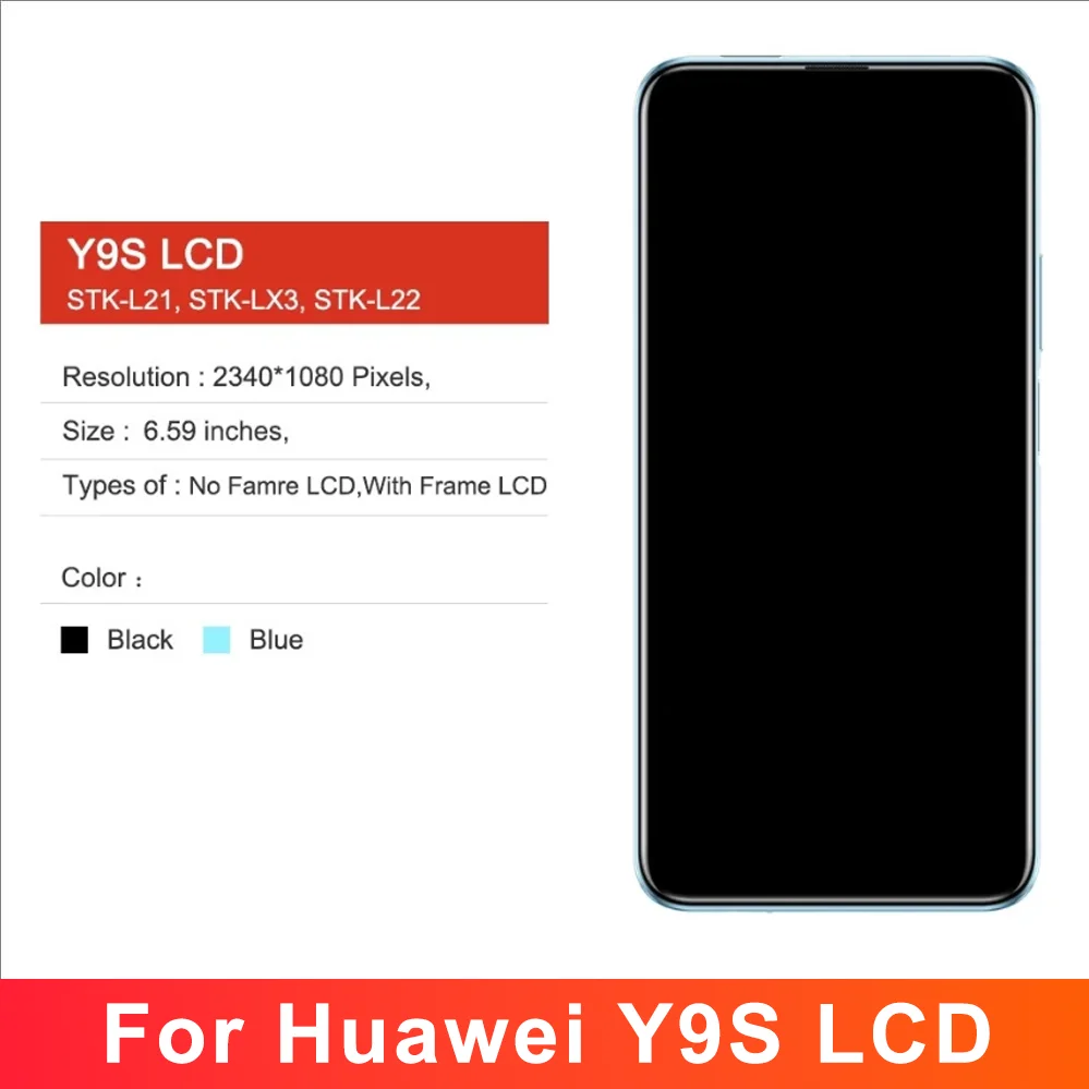 New High Quality Display For Huawei Y9S Y9 s / P Smart Pro 2019 LCD Touch Screen With Frame Digitizer with frame Display module