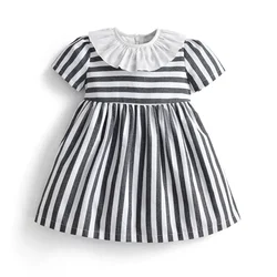 2024 Kids Clothes Summer Dress for Girls Baby Princess Gray Plaid Dresses for Toddler Girl Children’s Clothes Flowers Cotton