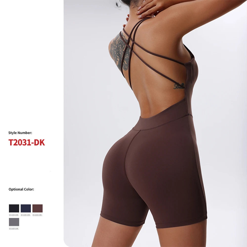 

Sleeveless Bodysuit Jumpsuit Bodycon Rompers Yoga Shorts Gym Clothing Sportwears One Piece Outfit Women Body Streetwear