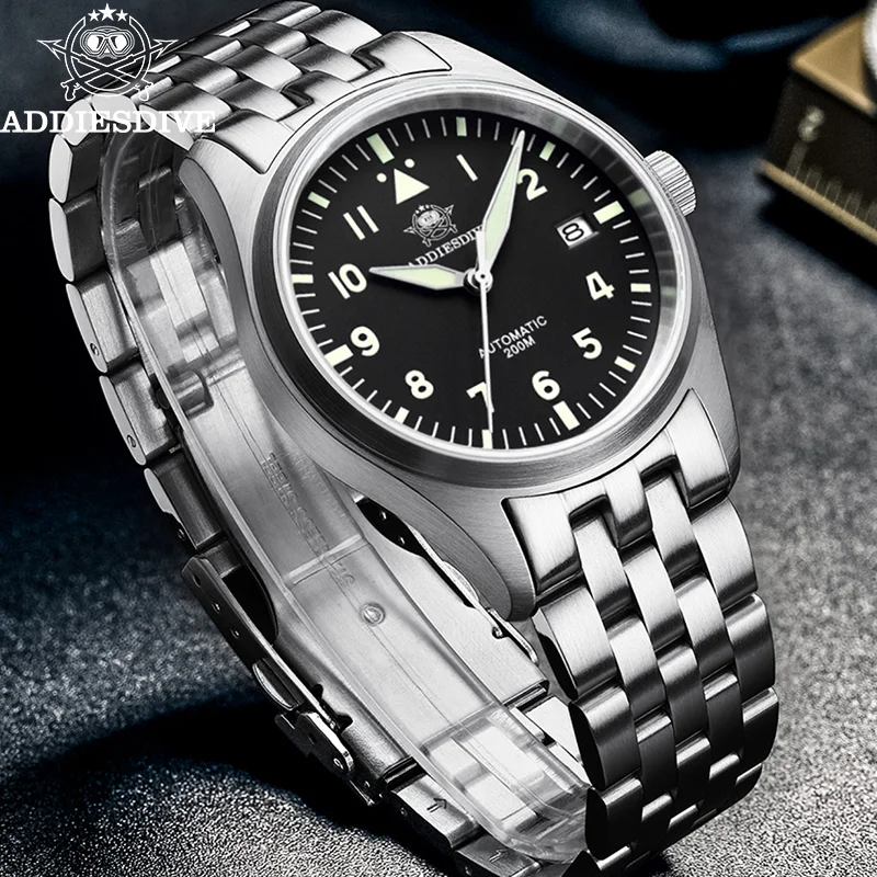 

ADDIESDIVE Men's Automatic Watch Stainless Steel Waterproof 10Bar Sapphire Glass Mechanical Watches Luminous Luxury Man Watch