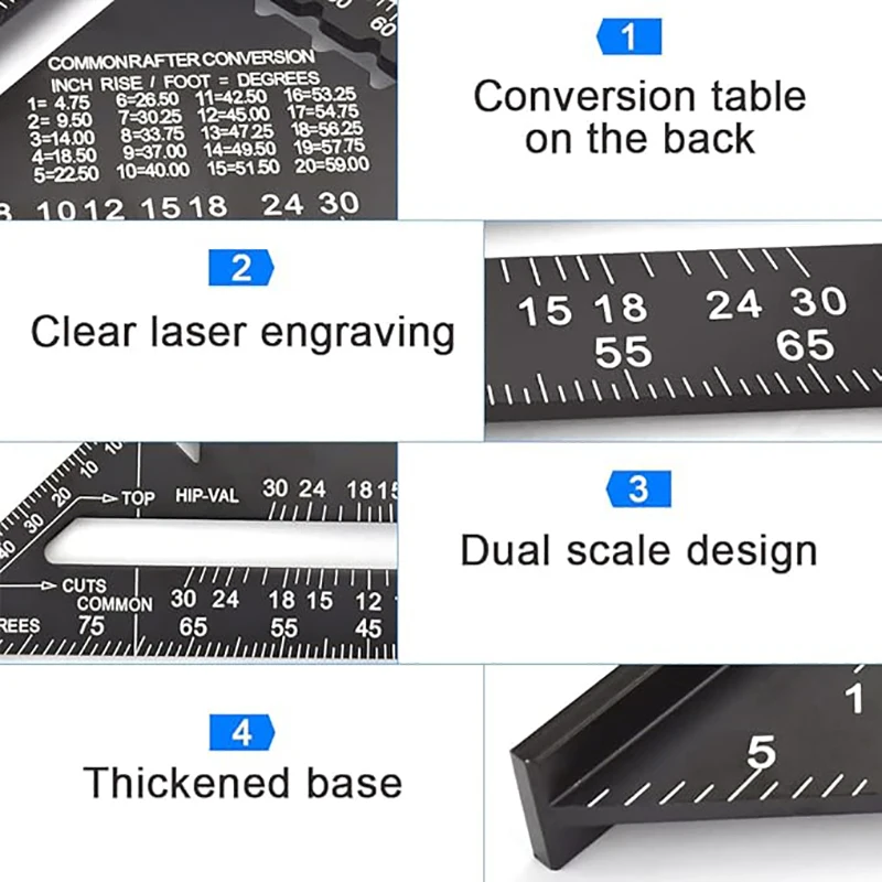 7 Inch Carpenter Square Try Square Triangle Ruler Metric Protractor 45 90 Degree Drawing Triangle Ruler Rafter Square Carpenter