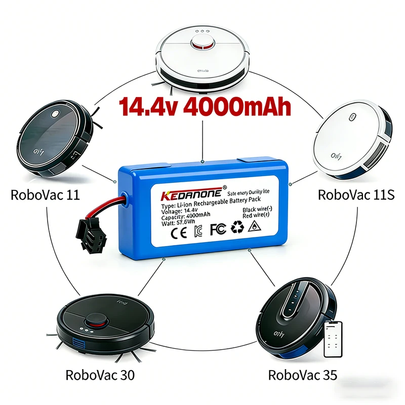

Аккумулятор Li-ion 14.4V 4.0Ah для Ecovacs Deebot DN621 601/605, Eufy RoboVac 35C, Panda i7 V710 (аналог 1090, 990, 950)