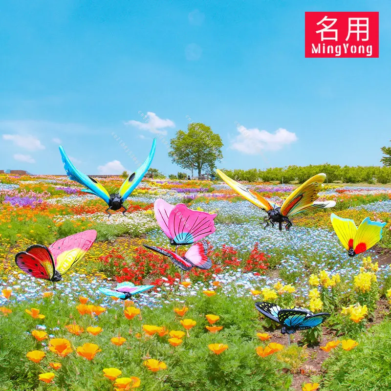 Outdoor Garden Lawn Decorative Ornament Landscaping Park Forest Large Simulation Butterfly Model Fiberglass Animal Sculpture