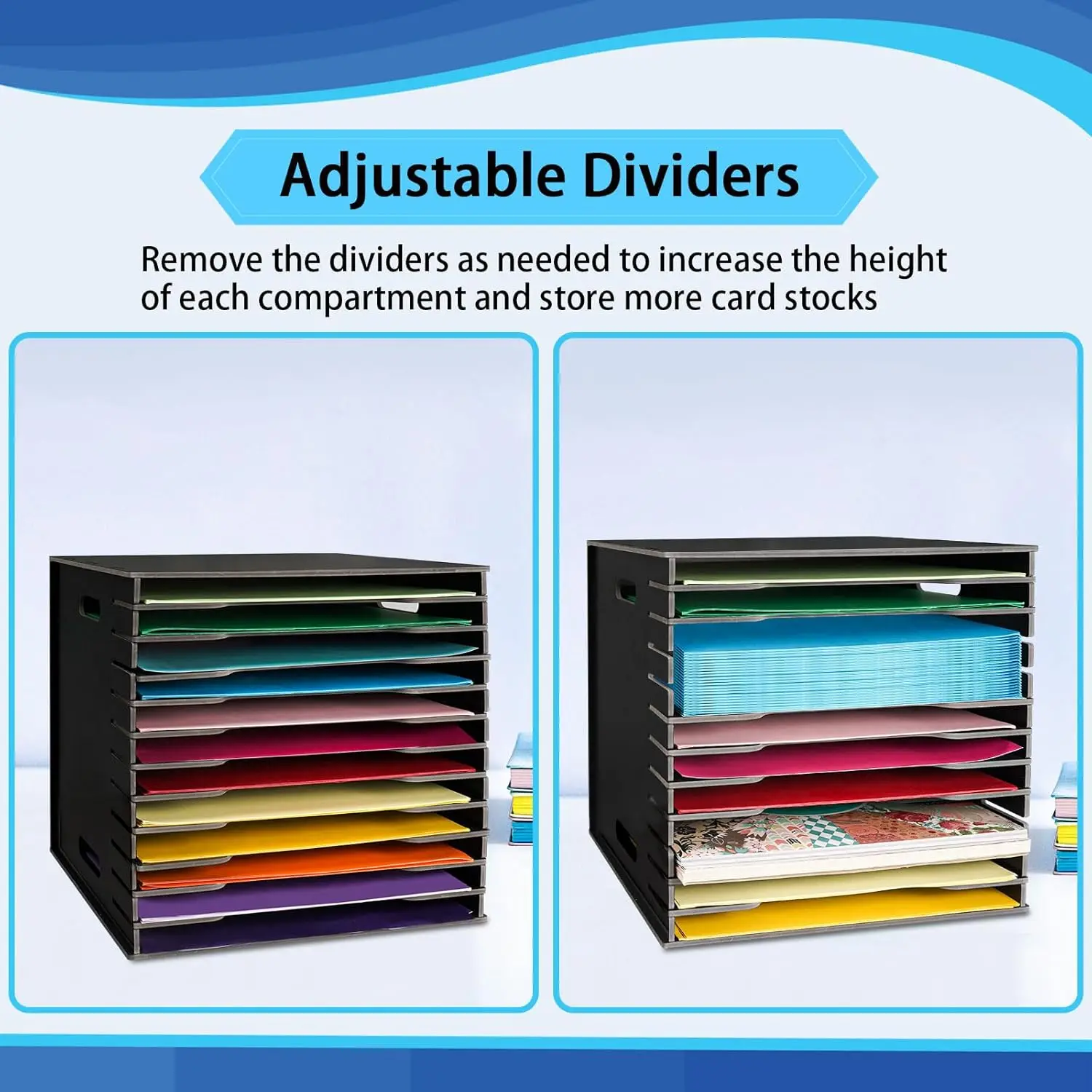 Scrapbook paper organizer, 12-layer file sorting storage, folder, desktop scrapbook paper organizer, black.