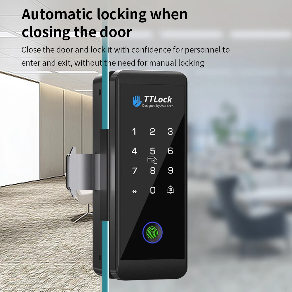 TTLOCK Smart Glass lock Riconoscimento delle impronte digitali 13,56 mhz Sblocco password ufficio semplice installazione serratura sicura