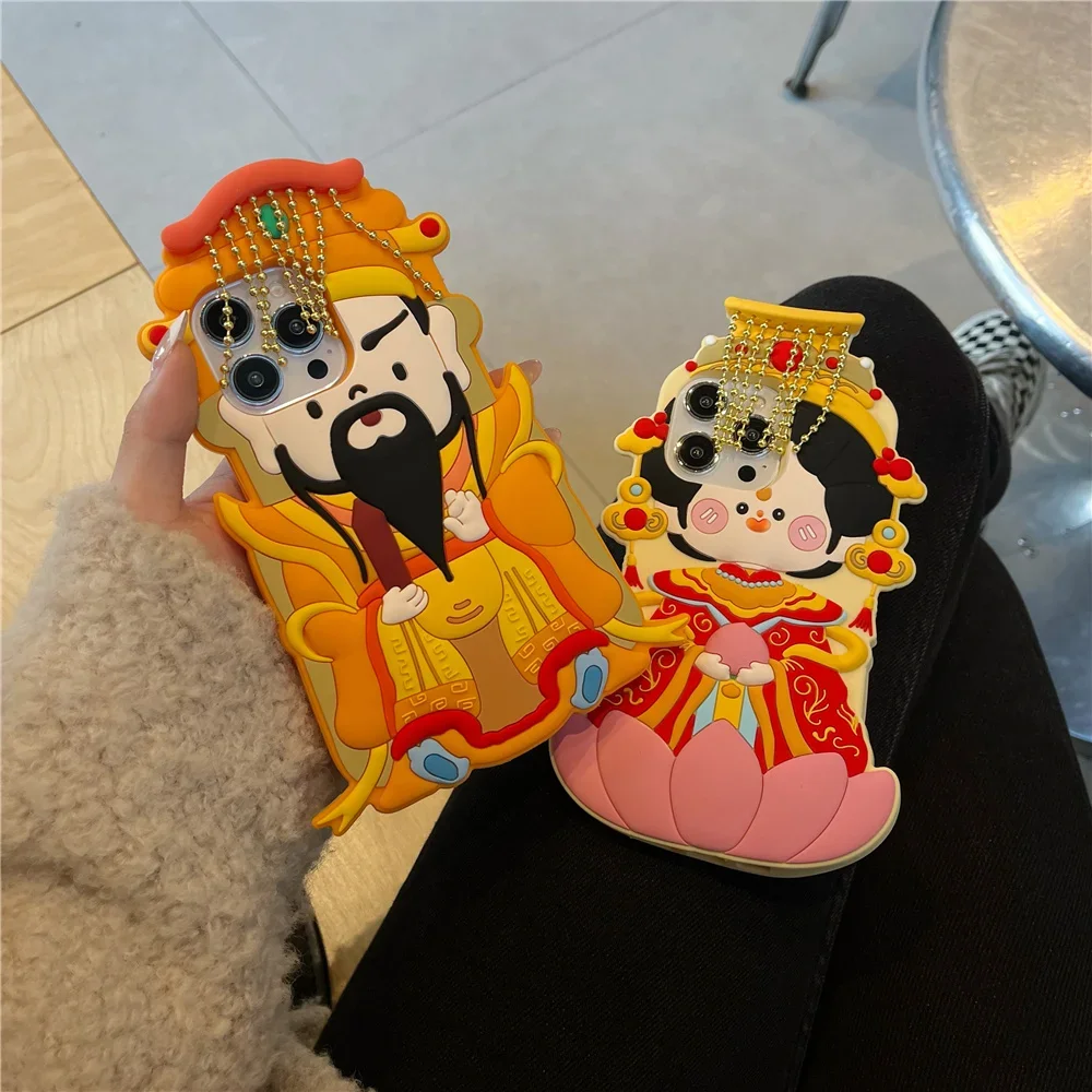 3D Cartoon Funny Innovative God Model Phone Case for iphone11 12 13 14 15 Pro Max Shockproof Protective Jade Emperor