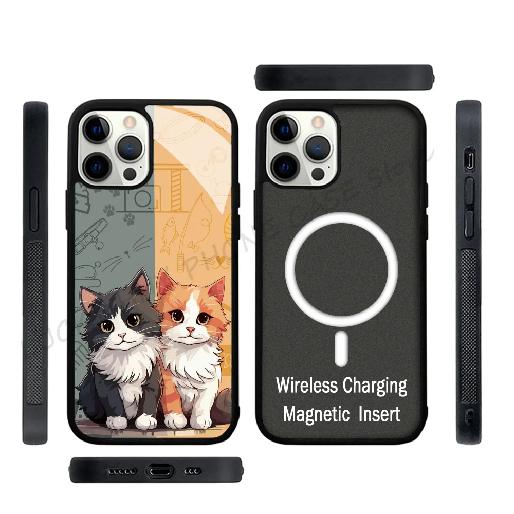 

Kawaii Cat Phone Case Phone Case Strong Magnetic For IPhone 15 14 13 Pro Max 11 12 Mini For Magsafe