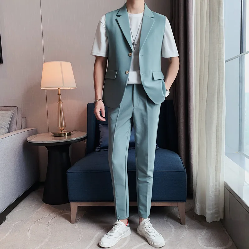 

Мужской летний тонкий костюм-девятка для свадьбы, выступлений и церемоний (без пиджака)