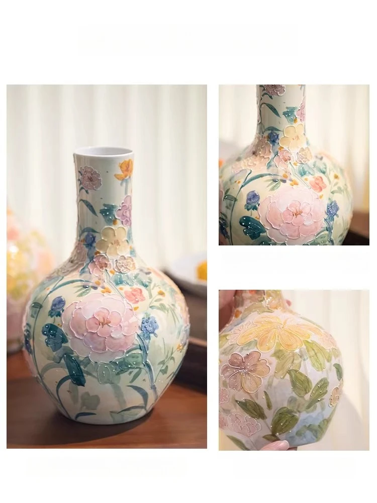Underglaze handmade vase, entrance decorative art ornament