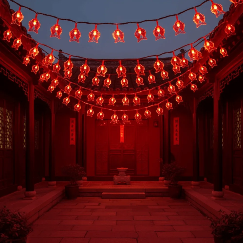 النمط الصيني أضواء مهرجان الربيع ديكور اللون الأحمر حظا سعيدا جو مصباح مشرق التقليدية الثروة الله فانوس سلسلة #4